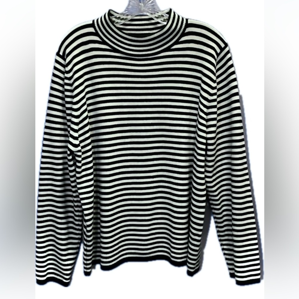 Sag Harbor Black and White Striped Sweater